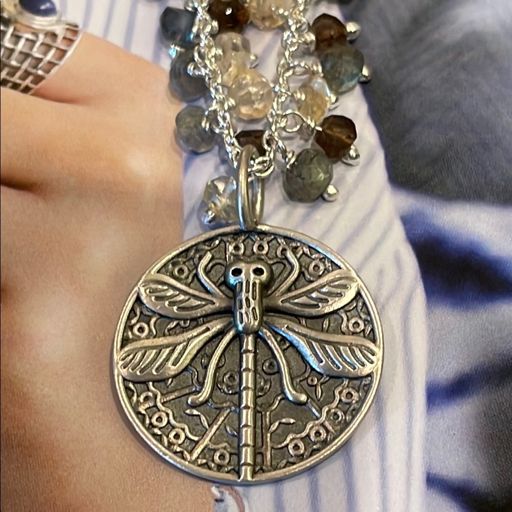 Silver Dragonfly Pendant Necklace - Picture 4 of 6